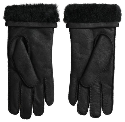 Dolce & Gabbana Elegant Black Leather Winter Gloves Dolce & Gabbana