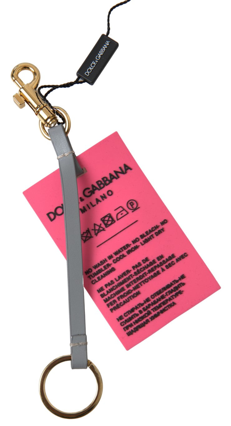 Dolce & Gabbana Chic Pink Leather-Trimmed Keychain Dolce & Gabbana