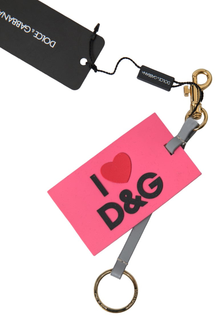 Dolce & Gabbana Chic Pink Leather-Trimmed Keychain Dolce & Gabbana