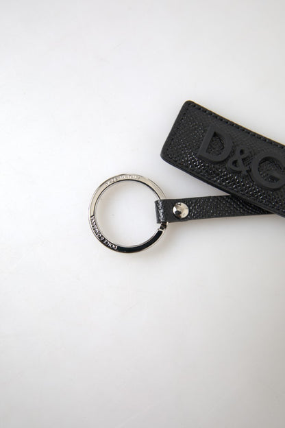 Dolce & Gabbana Elegant Black Leather Keyring Accessory Dolce & Gabbana