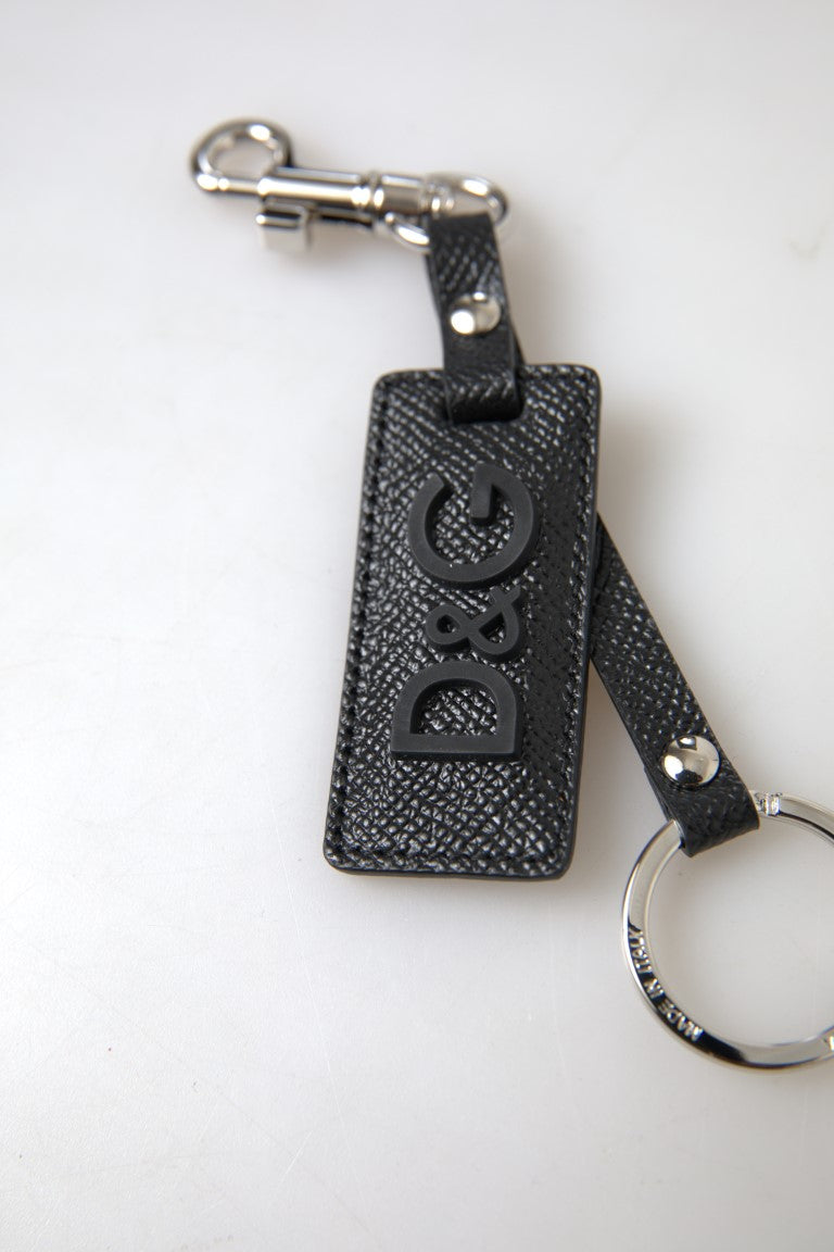 Dolce & Gabbana Elegant Black Leather Keyring Accessory Dolce & Gabbana