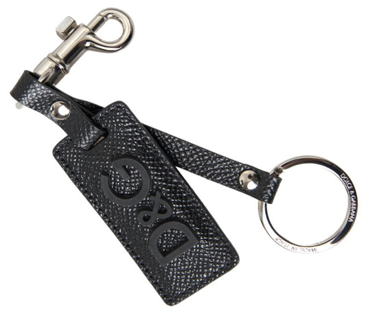 Dolce & Gabbana Elegant Black Leather Keyring Accessory Dolce & Gabbana