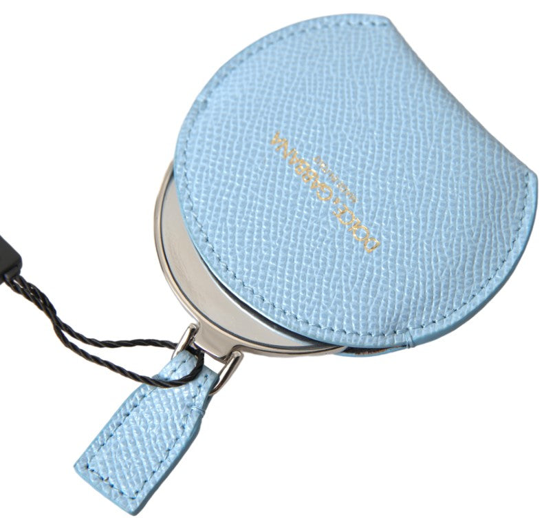 Dolce & Gabbana Elegant Leather Mirror Holder in Light Blue Dolce & Gabbana