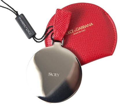 Dolce & Gabbana Elegant Red Leather Mirror Holder Dolce & Gabbana