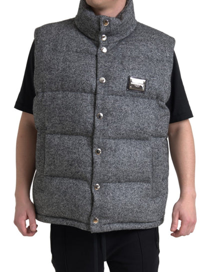 Dolce & Gabbana Elegant Chevron Knit Wool Blend Vest Jacket Dolce & Gabbana