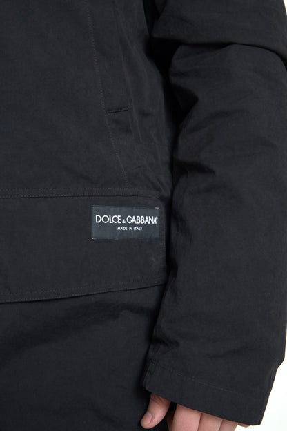 Dolce & Gabbana Elegant Black Hooded Trench Coat Dolce & Gabbana