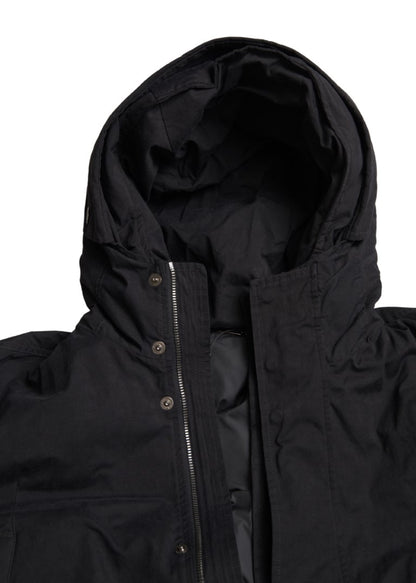 Dolce & Gabbana Elegant Black Hooded Trench Coat Dolce & Gabbana