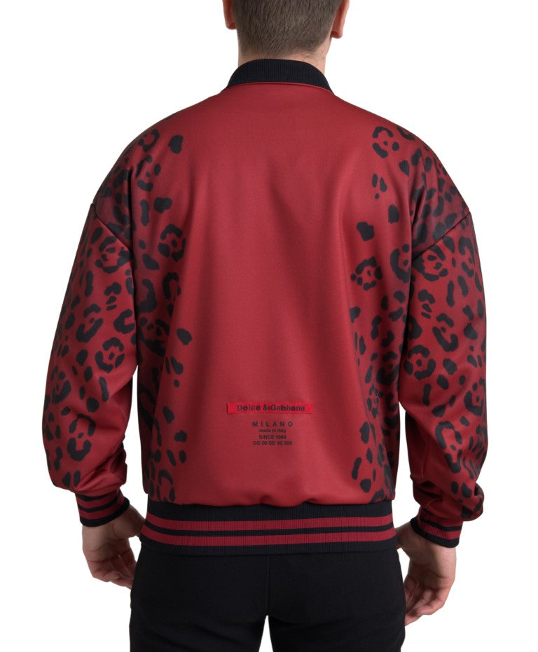 Dolce & Gabbana Red Leopard Print Bomber Jacket Dolce & Gabbana