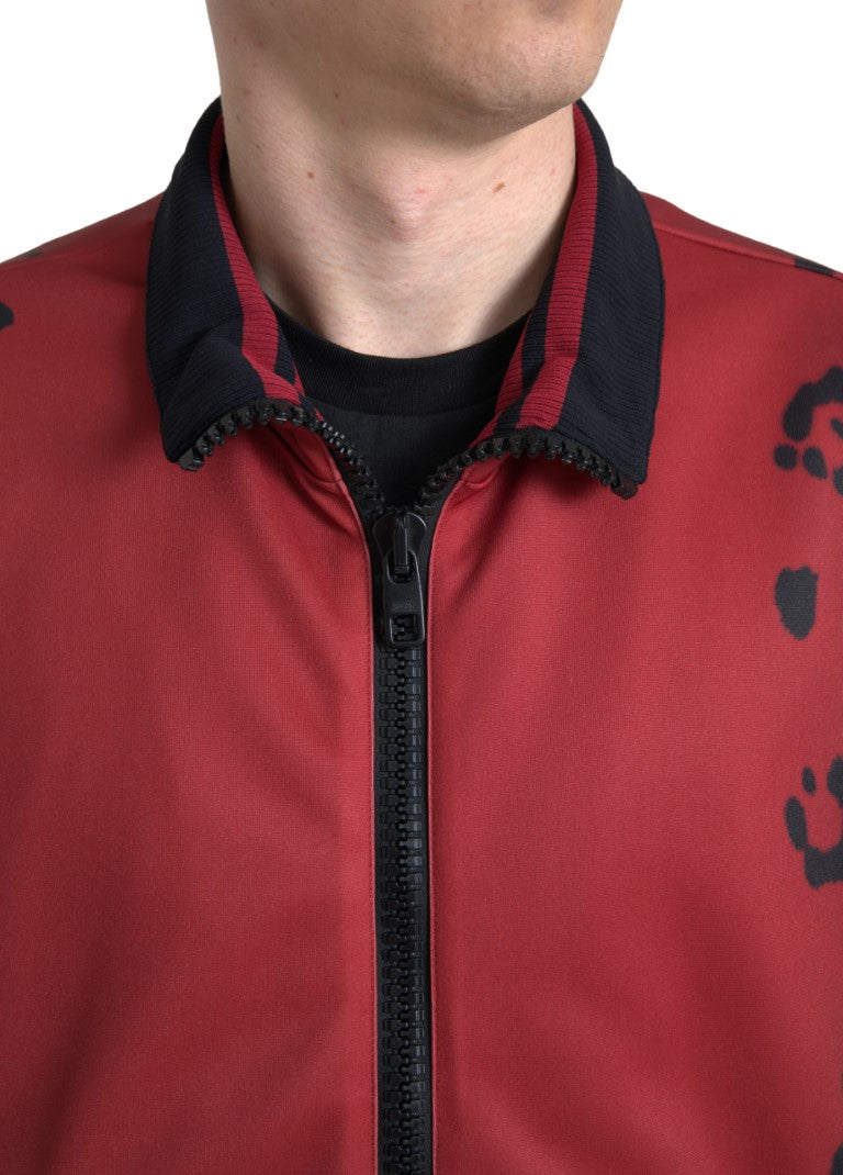 Dolce & Gabbana Red Leopard Print Bomber Jacket Dolce & Gabbana