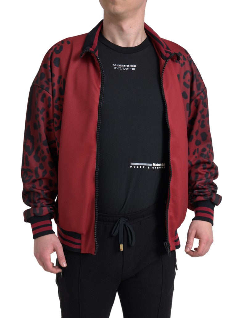 Dolce & Gabbana Red Leopard Print Bomber Jacket Dolce & Gabbana