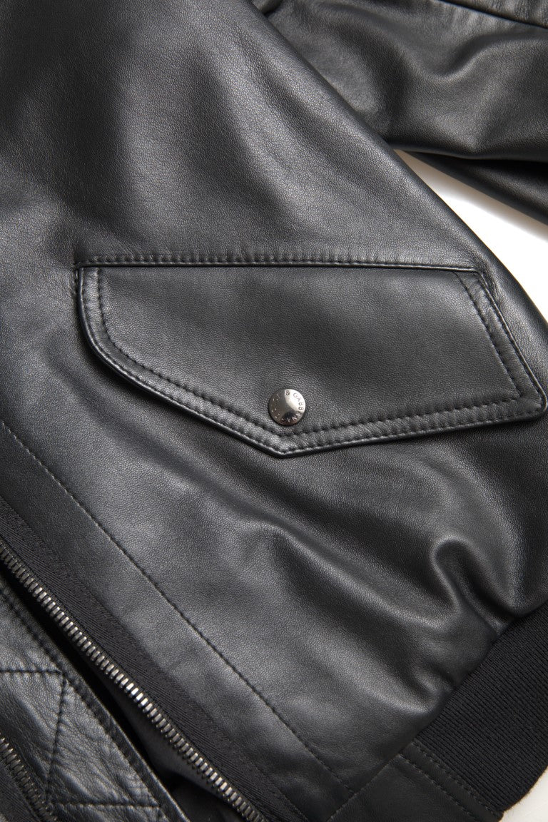 Dolce & Gabbana Elegant Black Leather Bomber Jacket Dolce & Gabbana