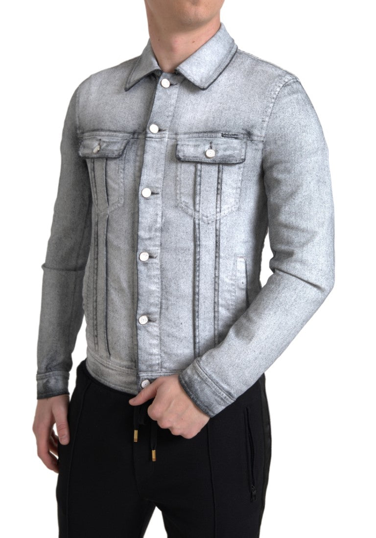 Dolce & Gabbana Elegant Gray Cotton Stretch Denim Jacket Dolce & Gabbana