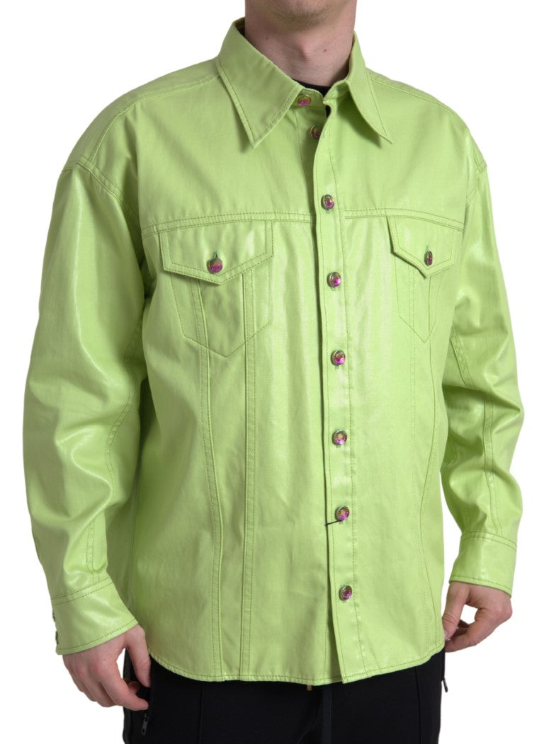 Dolce & Gabbana Elegant Light Green Cotton Button Down Shirt Dolce & Gabbana