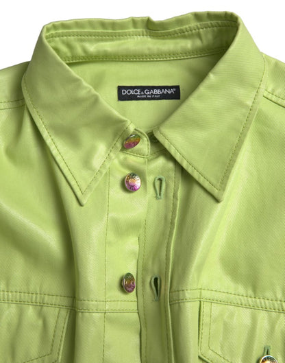 Dolce & Gabbana Elegant Light Green Cotton Button Down Shirt Dolce & Gabbana