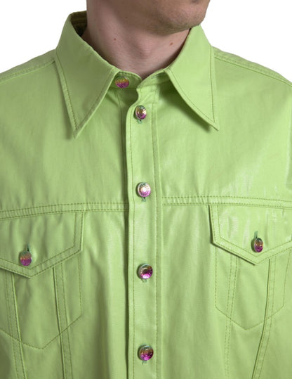 Dolce & Gabbana Elegant Light Green Cotton Button Down Shirt Dolce & Gabbana