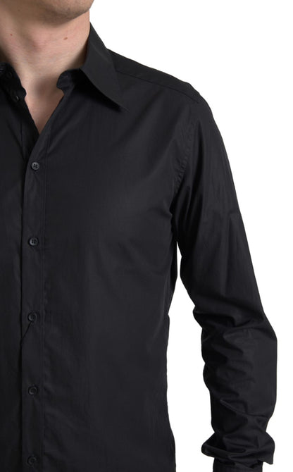 Dolce & Gabbana Elegant Black Gold Button Formal Shirt Dolce & Gabbana