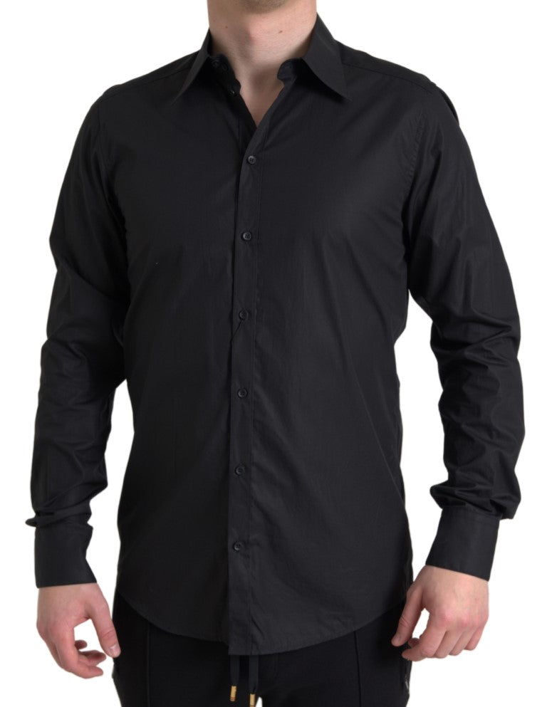 Dolce & Gabbana Elegant Black Gold Button Formal Shirt Dolce & Gabbana