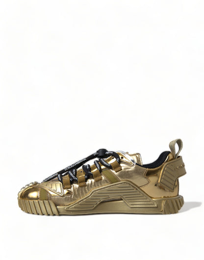 Dolce & Gabbana Gleaming Gold-Toned Luxury Sneakers Dolce & Gabbana