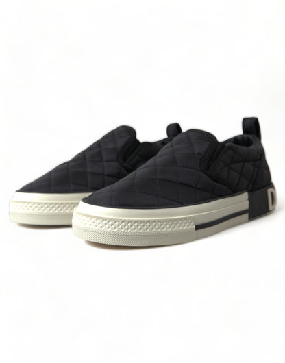 Dolce & Gabbana Elegant Quilted Black Canvas Sneakers Dolce & Gabbana