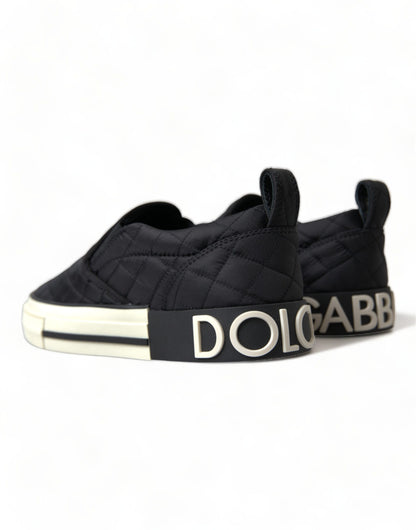 Dolce & Gabbana Elegant Quilted Black Canvas Sneakers Dolce & Gabbana