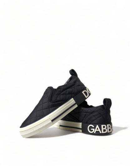 Dolce & Gabbana Elegant Quilted Black Canvas Sneakers Dolce & Gabbana