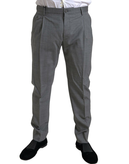 Dolce & Gabbana Elegant Skinny Wool Dress Pants in Grey Dolce & Gabbana