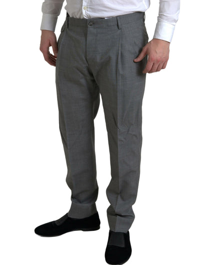 Dolce & Gabbana Elegant Skinny Wool Dress Pants in Grey Dolce & Gabbana