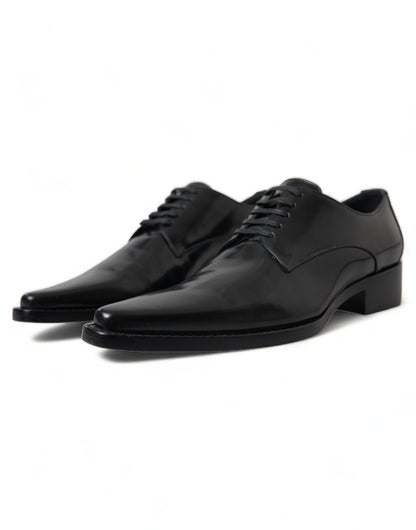 Dolce & Gabbana Elegant Black Leather Formal Flats Dolce & Gabbana