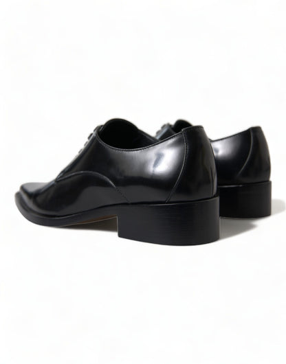 Dolce & Gabbana Elegant Black Leather Formal Flats Dolce & Gabbana