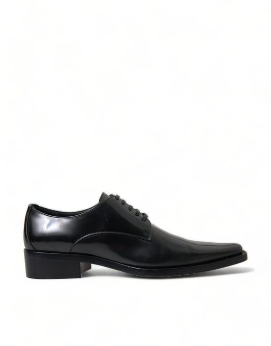 Dolce & Gabbana Elegant Black Leather Formal Flats Dolce & Gabbana