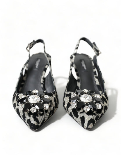 Dolce & Gabbana Crystal Leopard Slingback Heels Pumps Dolce & Gabbana