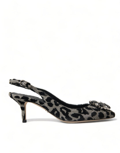 Dolce & Gabbana Crystal Leopard Slingback Heels Pumps Dolce & Gabbana