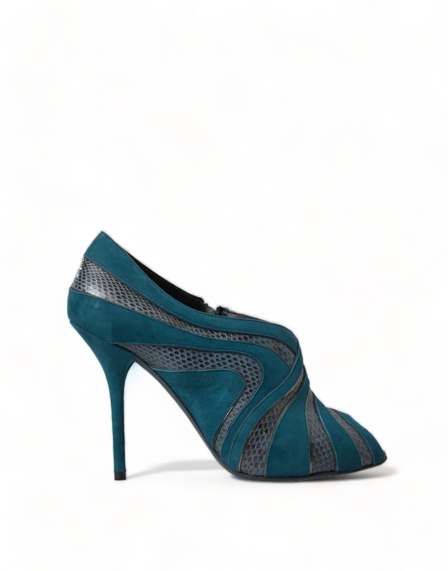 Dolce & Gabbana Teal Suede Peep Toe Heels Pumps Dolce & Gabbana