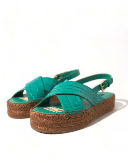 Dolce & Gabbana Elegant Green Espadrille Platform Sandals Dolce & Gabbana