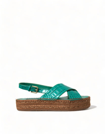 Dolce & Gabbana Elegant Green Espadrille Platform Sandals Dolce & Gabbana