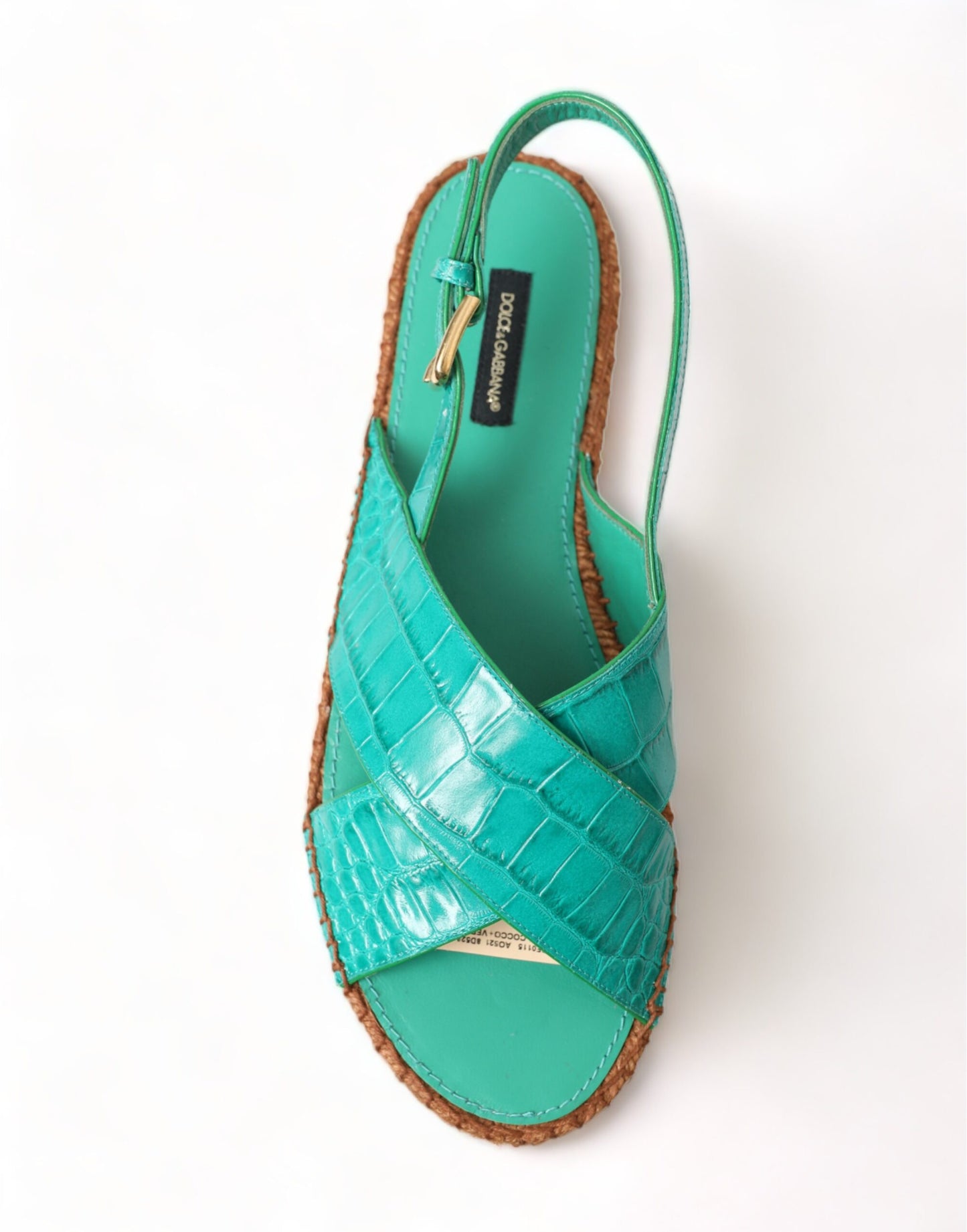 Dolce & Gabbana Elegant Green Espadrille Platform Sandals Dolce & Gabbana