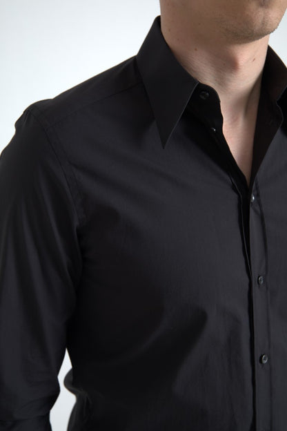 Dolce & Gabbana Elegant Slim Fit Black Cotton Dress Shirt Dolce & Gabbana