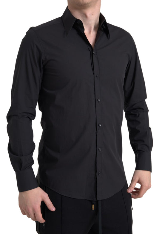 Dolce & Gabbana Elegant Slim Fit Black Cotton Dress Shirt Dolce & Gabbana