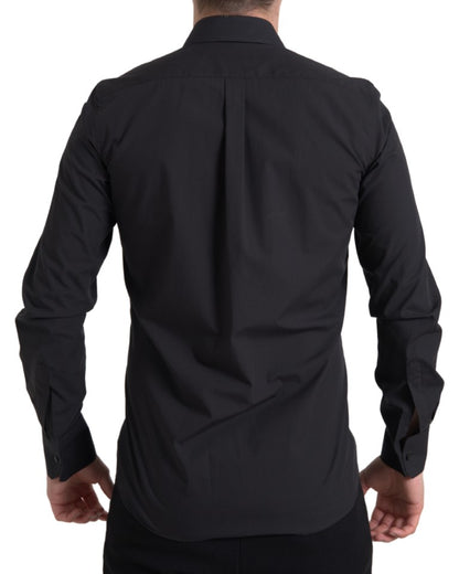 Dolce & Gabbana Elegant Slim Fit Black Cotton Dress Shirt Dolce & Gabbana