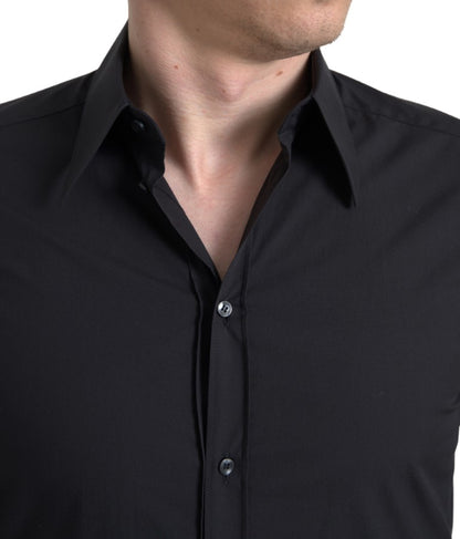 Dolce & Gabbana Elegant Slim Fit Black Cotton Dress Shirt Dolce & Gabbana