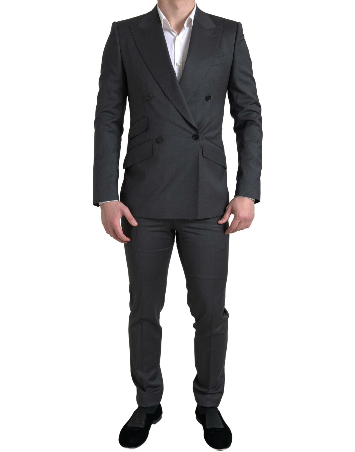 Dolce & Gabbana Sleek Grey Slim Fit Double Breasted Suit Dolce & Gabbana