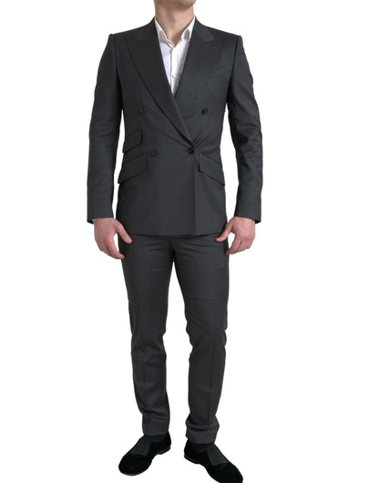 Dolce & Gabbana Sleek Grey Slim Fit Double Breasted Suit Dolce & Gabbana