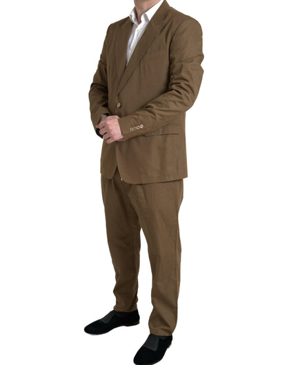 Dolce & Gabbana Elegant Brown Silk Blend Taormina Suit Dolce & Gabbana