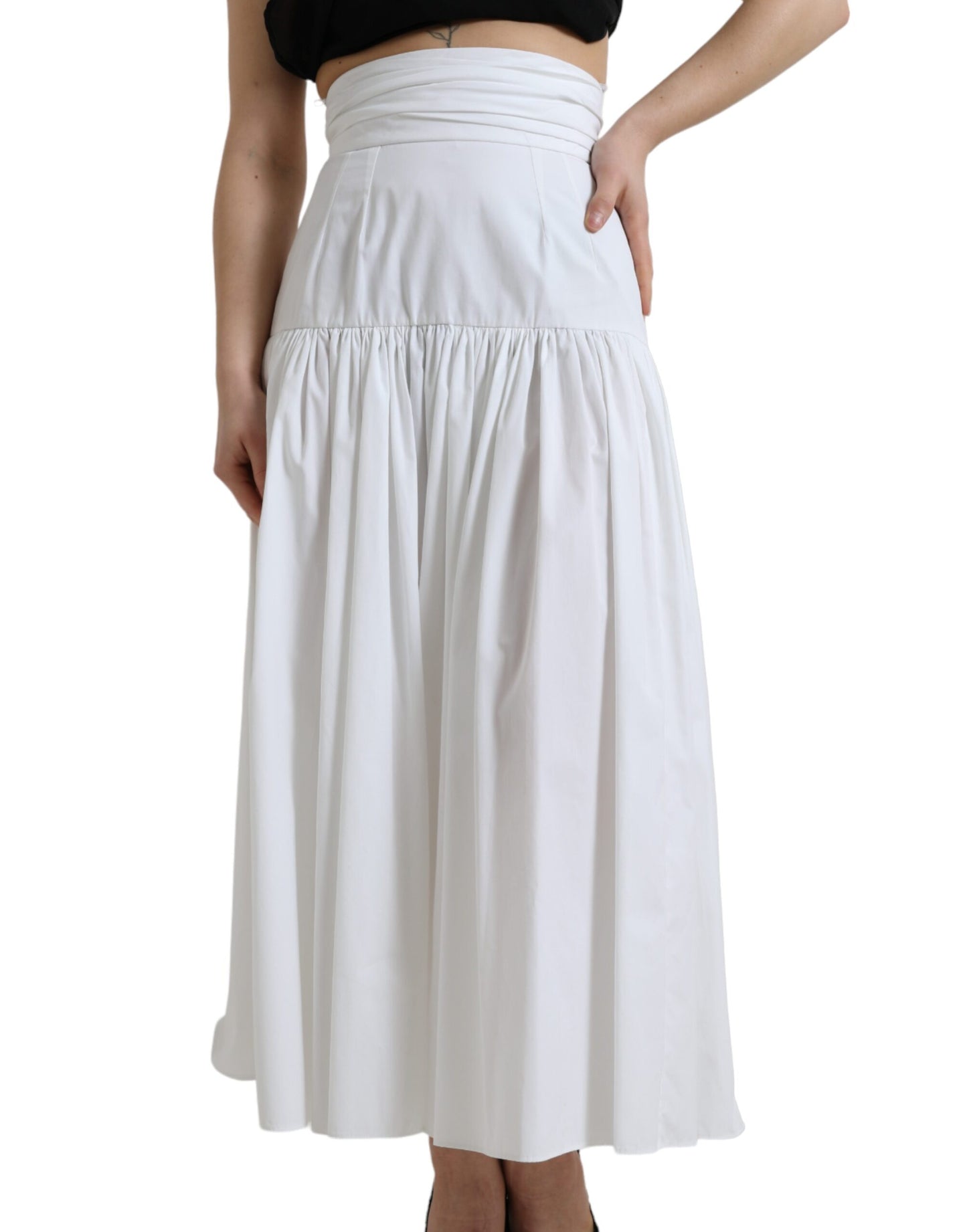 Dolce & Gabbana Elegant High Waist Cotton Maxi Skirt Dolce & Gabbana