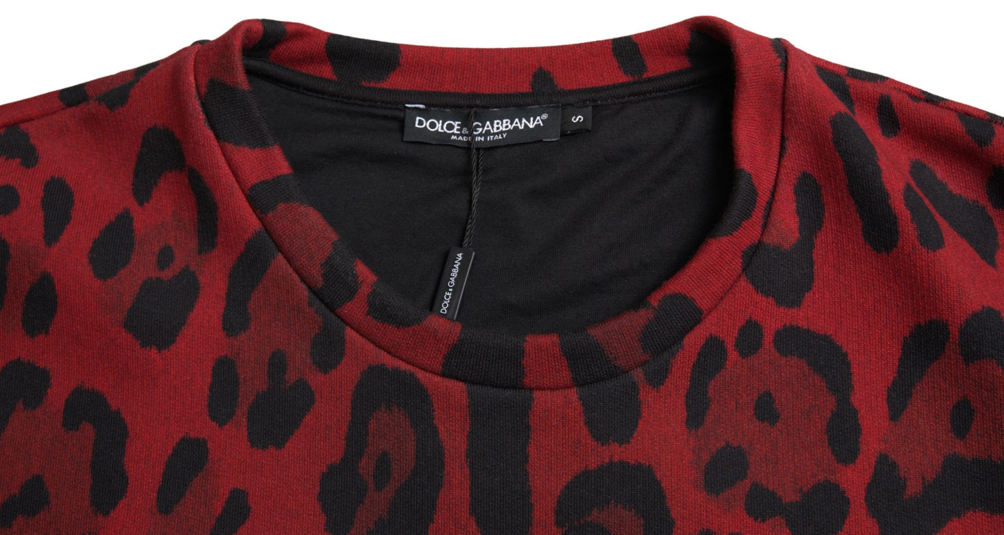 Dolce & Gabbana Red Leopard Print Cotton Tank Top Dolce & Gabbana