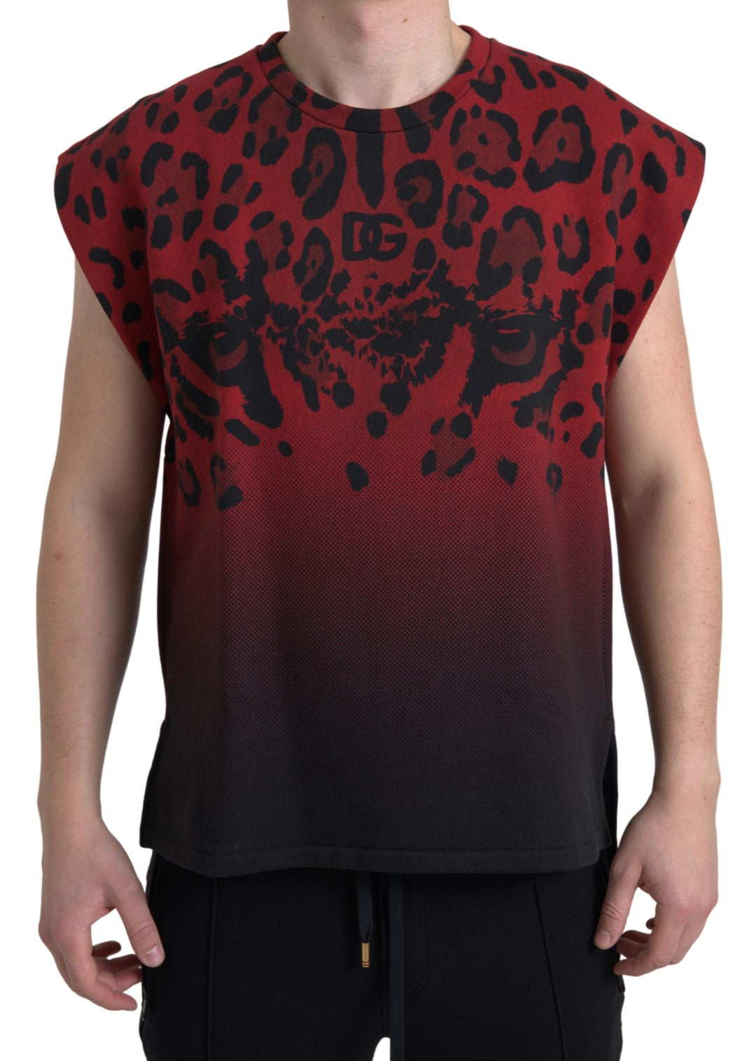 Dolce & Gabbana Red Leopard Print Cotton Tank Top Dolce & Gabbana