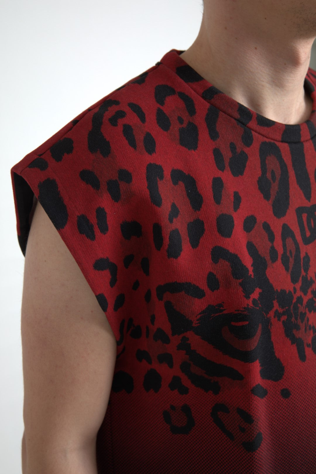 Dolce & Gabbana Red Leopard Print Cotton Tank Top Dolce & Gabbana