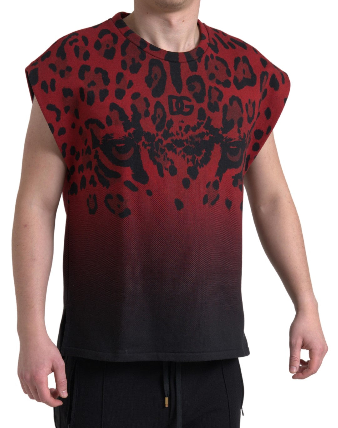 Dolce & Gabbana Red Leopard Print Cotton Tank Top Dolce & Gabbana