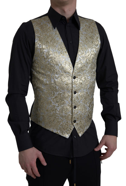 Dolce & Gabbana Elegant Gold Silk Formal Vest Dolce & Gabbana