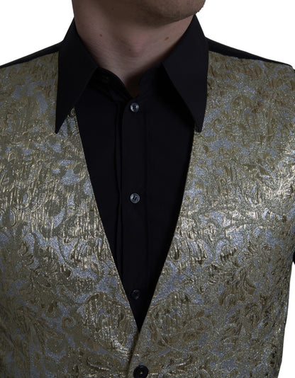 Dolce & Gabbana Elegant Gold Silk Formal Vest Dolce & Gabbana